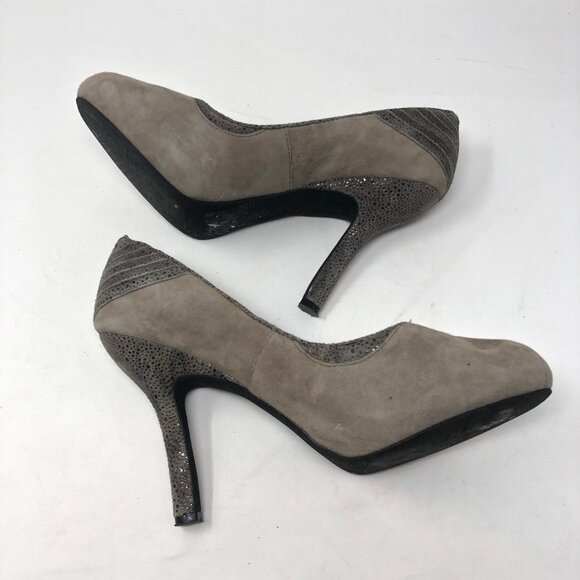 Auri Mink Suede and Sand Pebble Leather Heels 39/9 - Picture 3 of 8